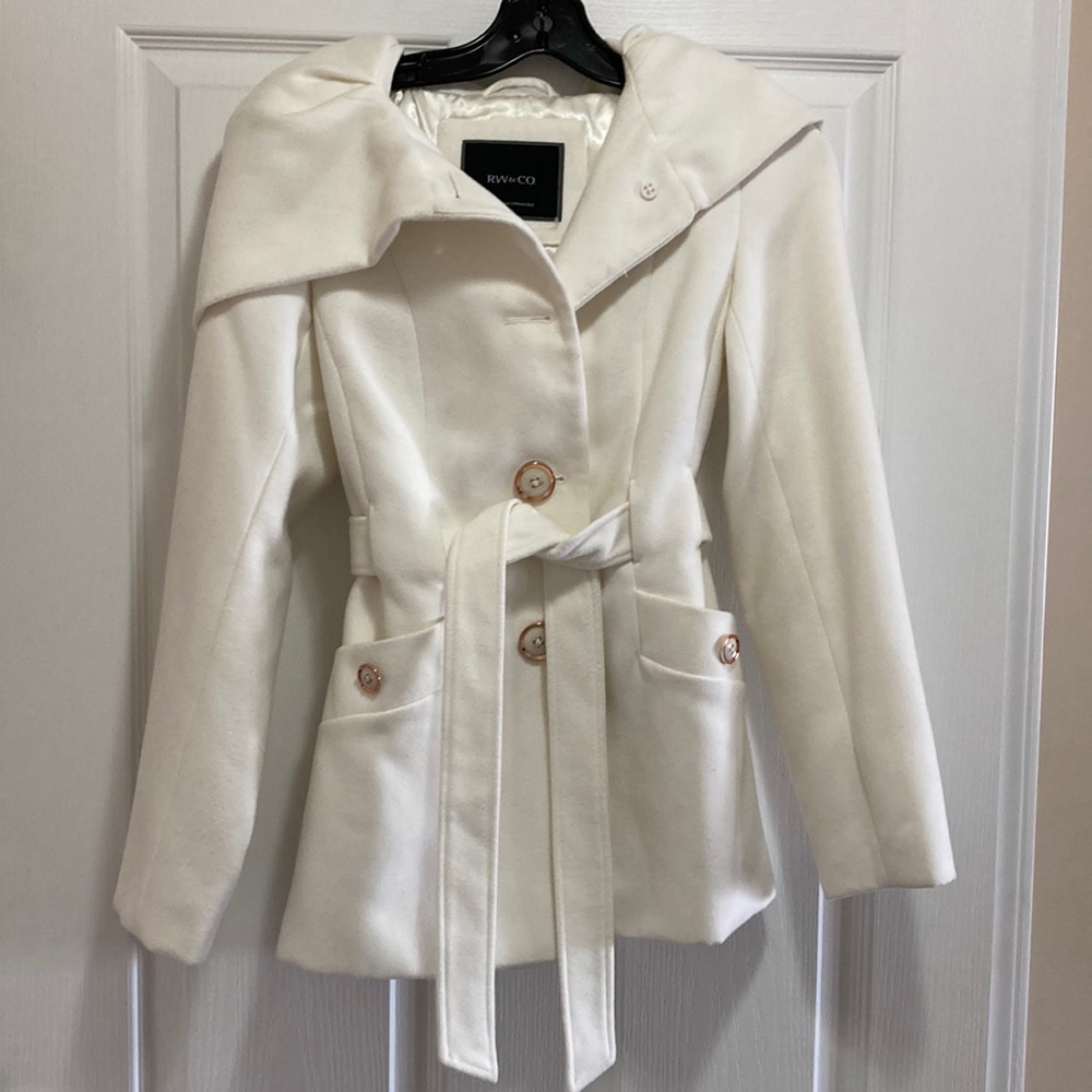 Off white belted coat